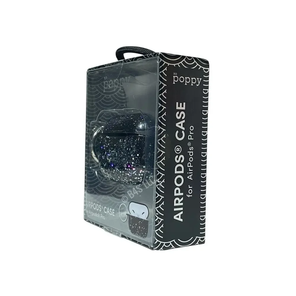 XO Poppy AirPods Pro Case Celestial Glitter Protective Cover Black